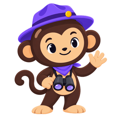 Pearl, the BobaScout monkey, waving hello